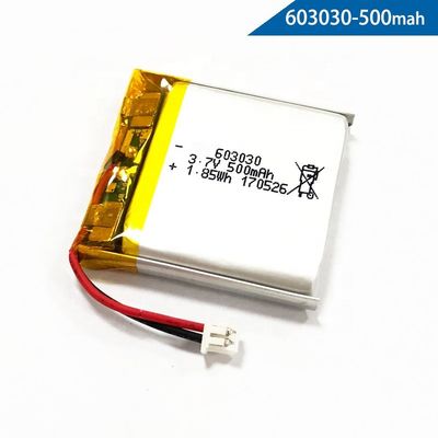 IEC62133 3,7 pacchetto della batteria del polimero del litio di volt 500mAh 603030